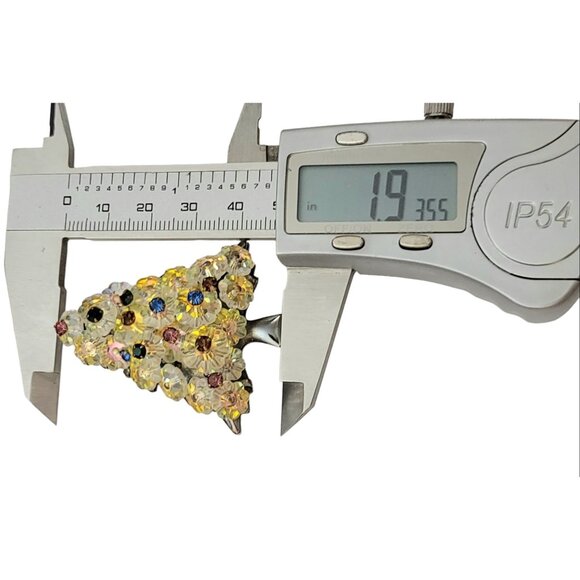 Vintage AB Glass Bead, Multi Color Rhinestone Christmas Tree Pin Brooch K431 - Picture 5 of 7